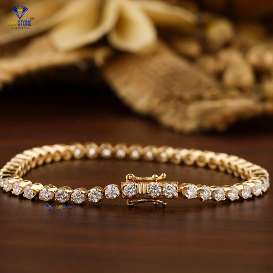 3.036 + Carat Round Cut Diamond Bracelet, Tennis Bracelet, Yellow Gold, Engagement Bracelet, Wedding Bracelet, E Color, VVS2-VS2 Clarity