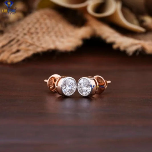 1.08 + Carat Round Cut Diamond Earring, Engagement Earring, Wedding Earring, E Color, VVS2-VS2 Clarity