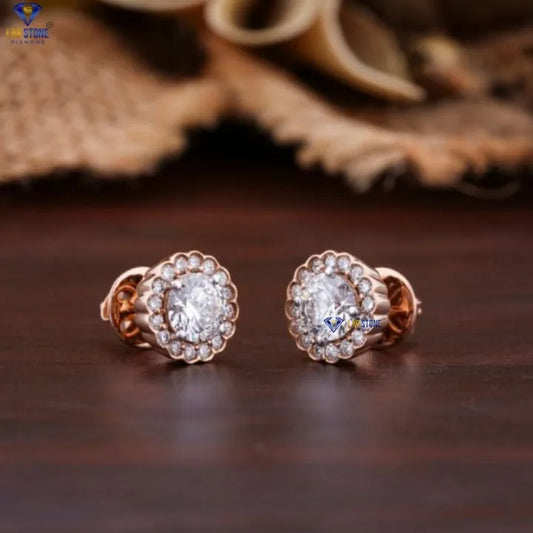 1.71 + Carat Round Cut Diamond Earring, Rose Gold, Engagement Earring, Wedding Earring, E Color, VVS2-VS2 Clarity