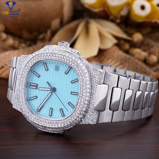 4.29 TDW Round Brilliant Cut Diamond | Diamond Watch | Moissanite Diamond | Luxury Watch