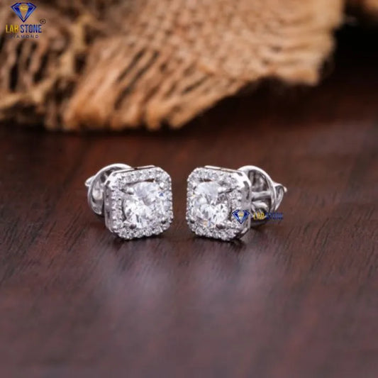 1.28 + Carat Round Cut Diamond Earring, White Gold, Engagement Earring, Wedding Earring, E Color, VVS2-VS2 Clarity