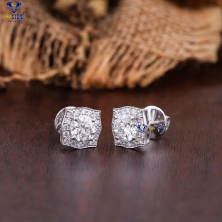 1.50 + Carat Round Cut Diamond Earring, White Gold, Engagement Earring, Wedding Earring, E Color, VVS2-VS2 Clarity