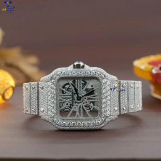 20.81 TDW Round Brilliant Cut | Diamond Watch | Moissanite Diamond | Luxury Watch