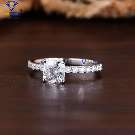 1.34 + Carat Cushion & Round Cut Diamond Ring, Engagement Ring, Wedding Ring, E Color, VVS2-VS2 Clarity