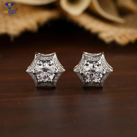 1.57 +Carat Round Brilliant Cut Diamond Stud, White Gold, Engagement Earring, Wedding Earring, E Color, VVS2-VS2 Clarity