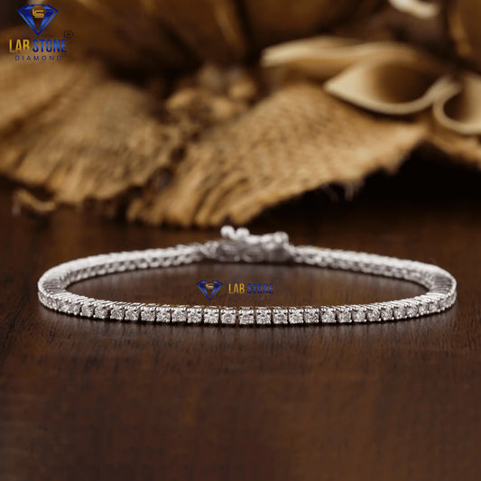 1.94 + Carat Round Cut Diamond, Tennis Bracelet, Square setting, White Gold ,Engagement Bracelet, Wedding Bracelet, E Color, VVS2-VS2 Clarity