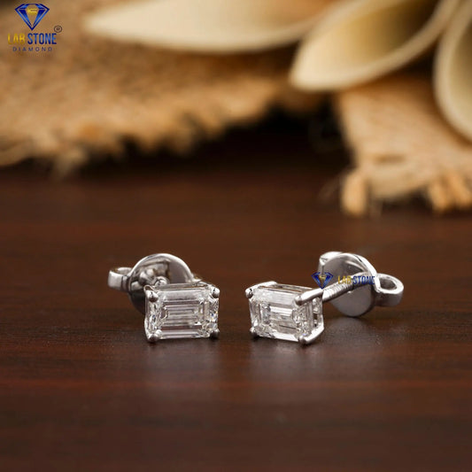 0.93 + Carat Emerald Cut Diamond Stud, White Gold, Wedding Ring, Engagement Ring, E Color, VVS2-VS2 Clarity