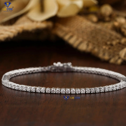 4.60 + Carat Round Cut Diamond, Tennis Bracelet, White Gold, Engagement Bracelet, Wedding Bracelet, E Color, VVS2-VS2 Clarity