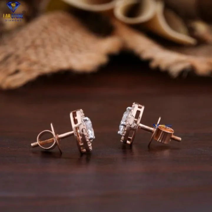 1.58 + Carat Round Cut Diamond Earring, Rose Gold, Engagement Earring, Wedding Earring, E Color, VVS2-VS2 Clarity