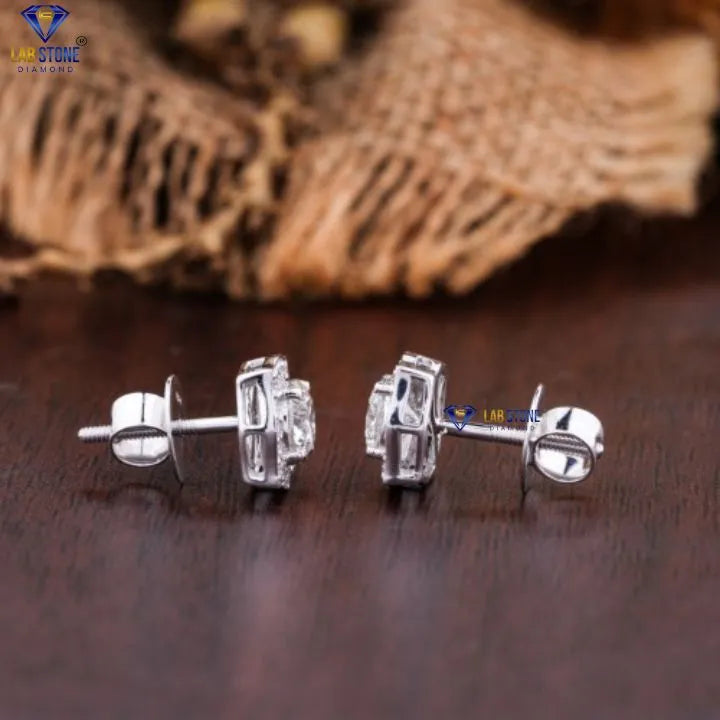 1.50 + Carat Round Cut Diamond Earring, White Gold, Engagement Earring, Wedding Earring, E Color, VVS2-VS2 Clarity