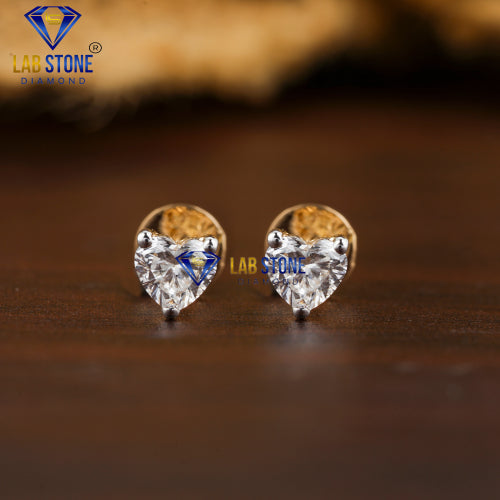 0.33+ Carat Heart Cut Diamond Earring, Engagement Earring, Wedding Earring, E Color, VVS2-VS2 Clarity