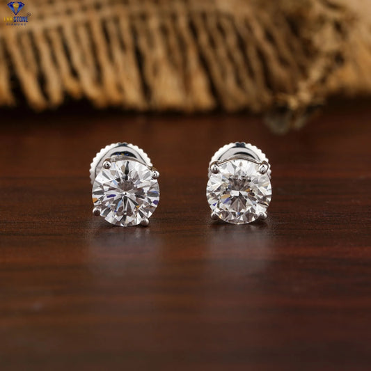 1.07+ Carat Round Brilliant Cut Diamond Earring, Engagement Earring, Wedding Earring, E Color, VVS2-VS2 Clarity