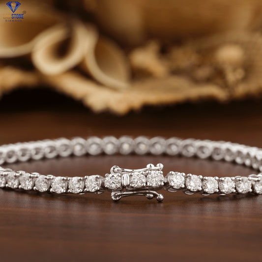 2.915+ Carat Round Cut Diamond Bracelet, Engagement Bracelet, Wedding Bracelet, E Color, VVS2-VS2 Clarity