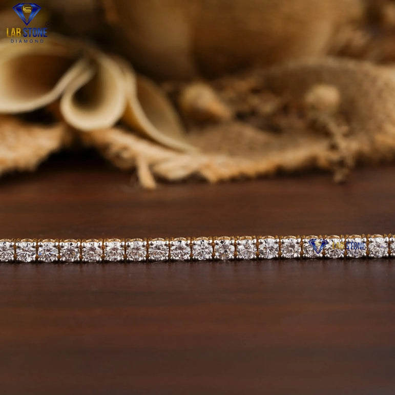 4.00 + Carat Round  Cut Diamond Bracelet, Tennis Bracelet, Yellow Gold, Engagement Bracelet, Wedding Bracelet, E Color, VVS2-VS2 Clarity
