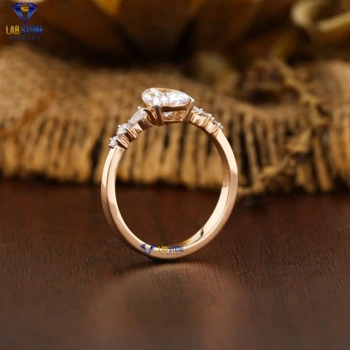 1.099+ Carat Pear & Round Cut Diamond Ring, Engagement Ring, Wedding Ring, E Color, VVS2-VS2 Clarity