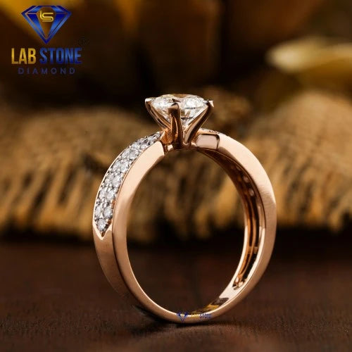 1.298+ Carat Round Cut Diamond Ring, Engagement Ring, Wedding Ring, E Color, VVS2-VS2 Clarity