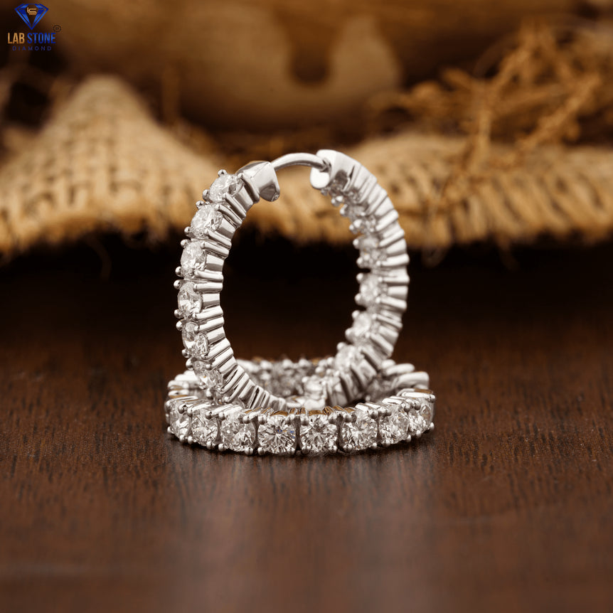 1.76+ Carat Round Brilliant Cut Diamond Earring, Engagement Earring, Wedding Earring, E Color, VVS2-VS2 Clarity