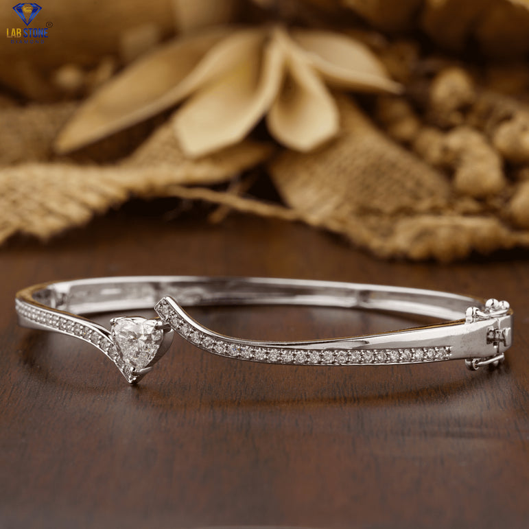 1.48 + Carat Heart & Round Cut Diamond Bracelet, Engagement Bracelet, Wedding Bracelet, E Color, VVS2-VS2 Clarity