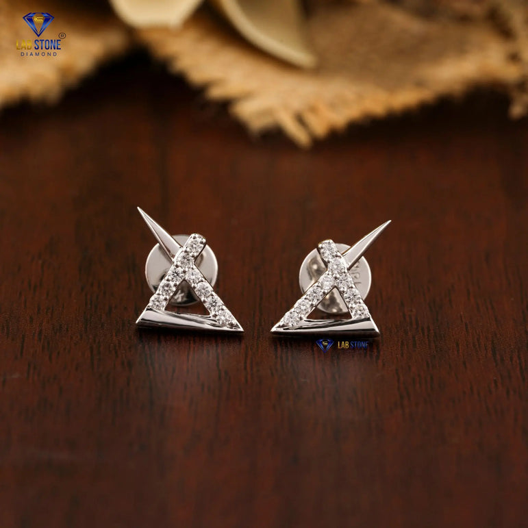 0.216 +Carat Round Cut Diamond Earring, White Gold, Engagement Earring, Wedding Earring, E Color, VVS2-VS2 Clarity