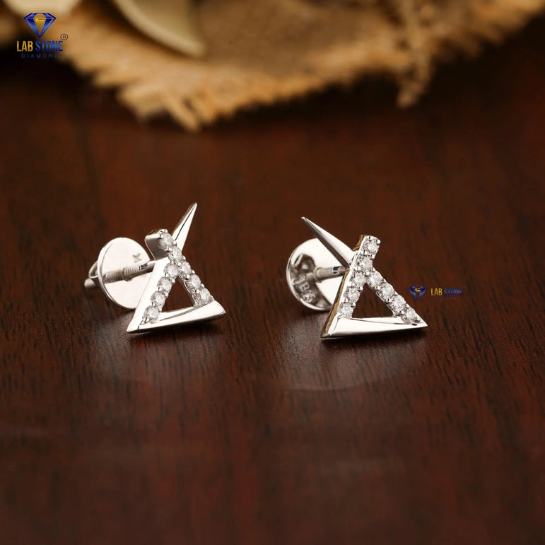 0.216 +Carat Round Cut Diamond Earring, White Gold, Engagement Earring, Wedding Earring, E Color, VVS2-VS2 Clarity
