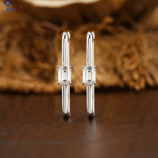 0.64+Carat Emerald Cut Diamond Earring, White Gold, Engagement Earring, Wedding Earring, E Color, VVS2-VS2 Clarity