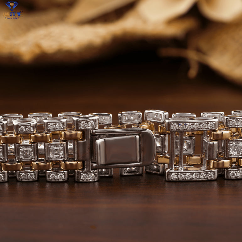 4.438 + Carat Asscher & Round Cut Diamond, Diamond Bracelet, White Gold & Rose Gold, Engagement Bracelet, Wedding Bracelet, E Color, VVS2-VS2 Clarity