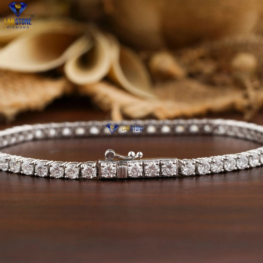 5.20 + Carat Round Cut Diamond Bracelet, Tennis Bracelet, White Gold, Engagement Bracelet, Wedding Bracelet, E Color, VVS2-VS2 Clarity