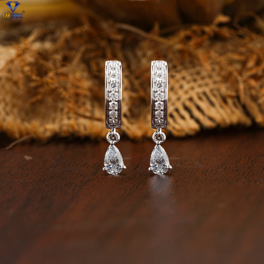 0.88 +Carat Pear & Round Cut Diamond Earring, White Gold, Engagement Earring, Wedding Earring, E Color, VVS2-VS2 Clarity