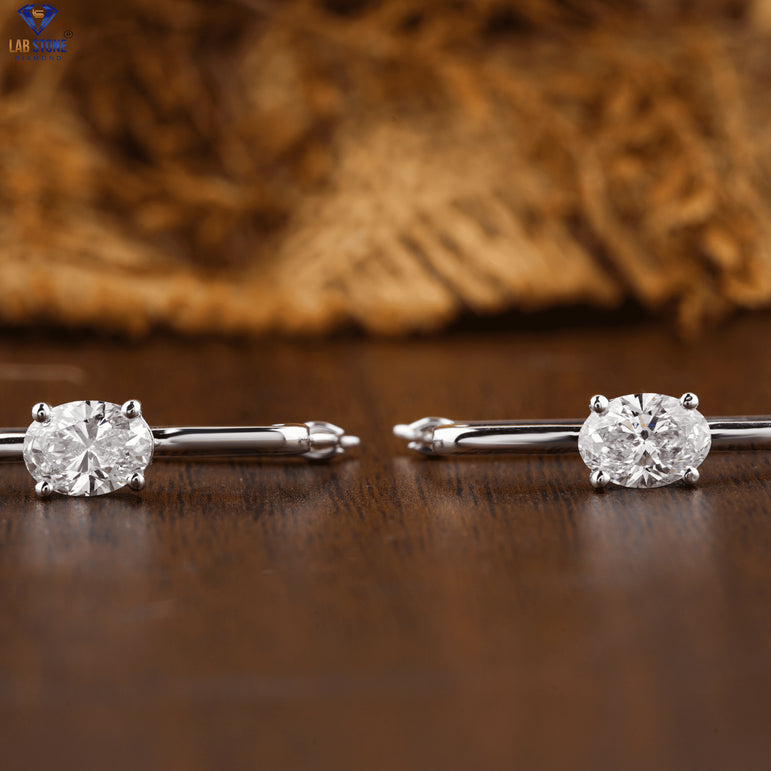 1.00 +Carat Oval Cut Diamond Earring , White Gold , Labgrown Diamond , Engagement Earring, Wedding Earring, E Color, VVS2-VS2 Clarity
