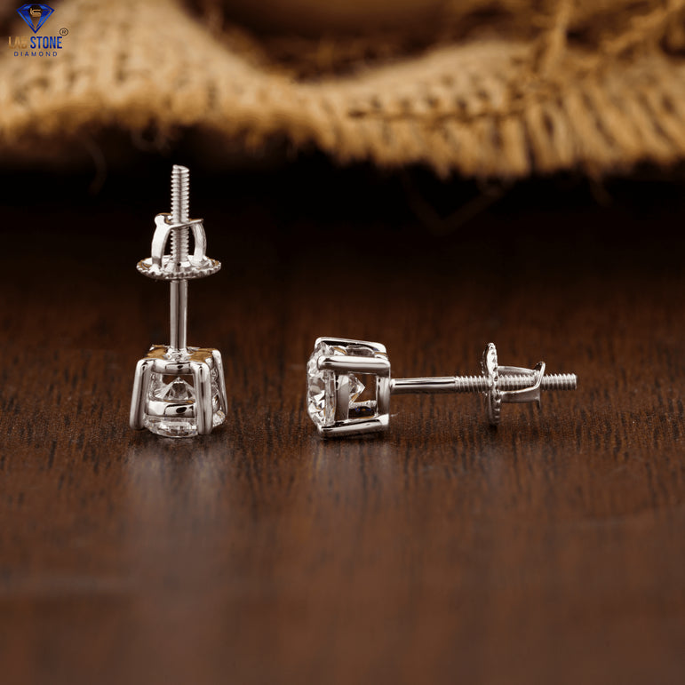 1.07+ Carat Round Brilliant Cut Diamond Earring, Engagement Earring, Wedding Earring, E Color, VVS2-VS2 Clarity