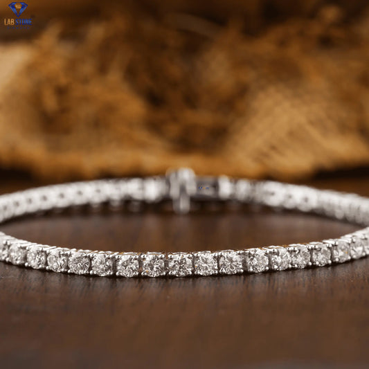 3.71 + Carat Round Cut Diamond, Tennis Bracelet, White Gold, Engagement Bracelet, Wedding Bracelet, E Color, VVS2-VS2 Clarity