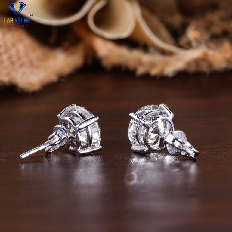 4.00 +Carat Round Cut Diamond Stud, White Gold, Diamond Stud, Engagement Earring, Wedding Earring, E Color, VVS2-VS2 Clarity