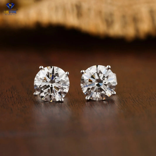 0.97 + Carat Round Cut Stud Earring, White Gold, Engagement Earring, Wedding Earring, E Color, VVS2-VS2 Clarity