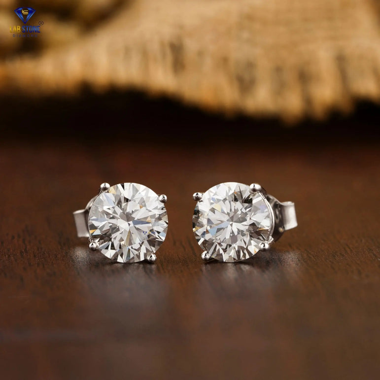 0.97 + Carat Round Cut Stud Earring, White Gold, Engagement Earring, Wedding Earring, E Color, VVS2-VS2 Clarity