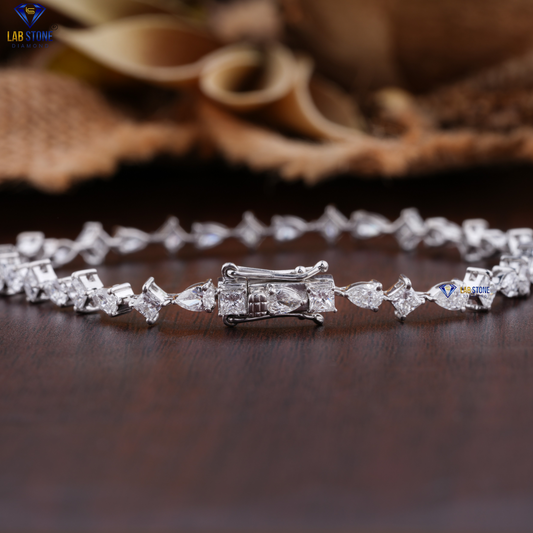 3.43  + Carat Pear & Princess Cut Diamond, Unique Bracelet, White Gold, Engagement Bracelet, Wedding Bracelet, E Color, VVS2-VS2 Clarity