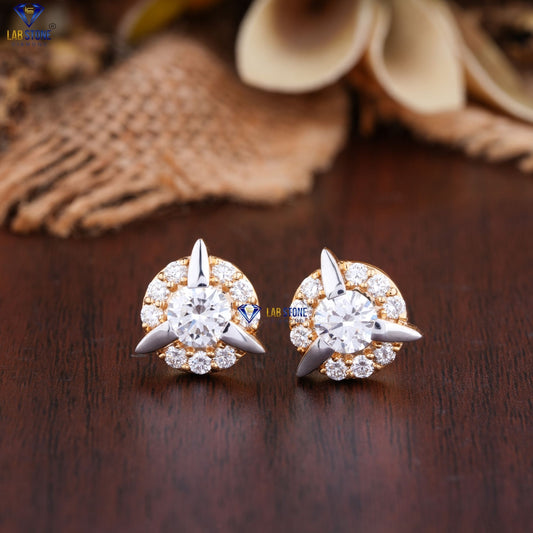 2.34 + Carat Round Cut Diamond Earring, Yellow Gold, Engagement Earring, Wedding Earring, E Color, VVS2-VS2 Clarity