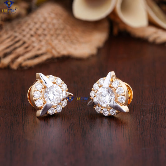 2.34 + Carat Round Cut Diamond Earring, Yellow Gold, Engagement Earring, Wedding Earring, E Color, VVS2-VS2 Clarity