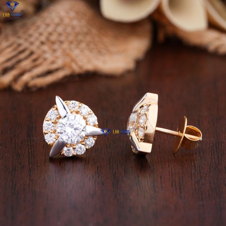 2.34 + Carat Round Cut Diamond Earring, Yellow Gold, Engagement Earring, Wedding Earring, E Color, VVS2-VS2 Clarity