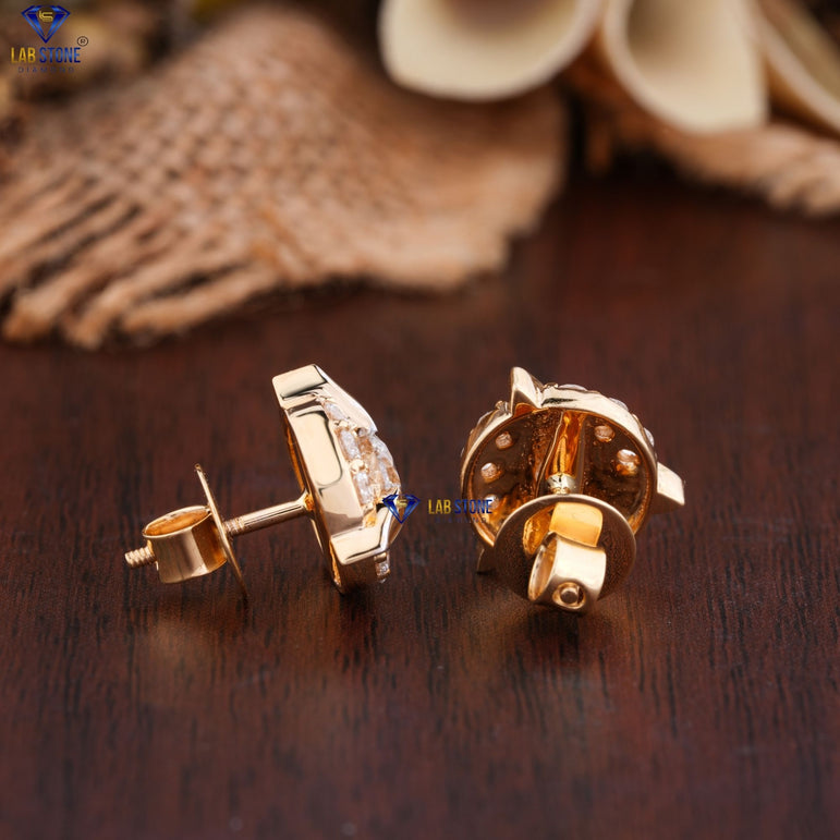 2.34 + Carat Round Cut Diamond Earring, Yellow Gold, Engagement Earring, Wedding Earring, E Color, VVS2-VS2 Clarity
