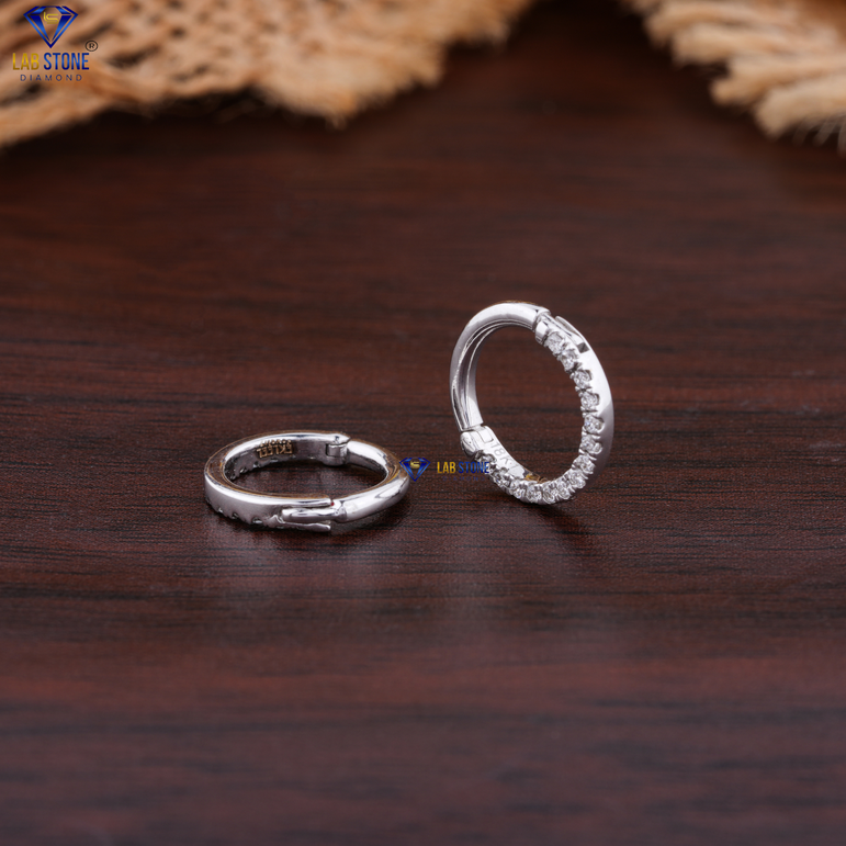 0.09 +Carat Round Brilliant Cut Diamond Earring, White Gold ,Hoop Earring, Engagement Earring, Wedding Earring, E Color, VVS2-VS2 Clarity