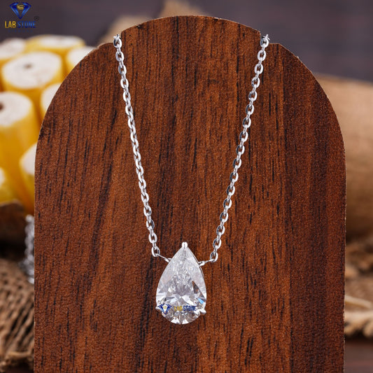 3.11 + Carat Pear Cut Diamond Pendant, White Gold, Engagement Pendant, Wedding Pendant, E Color, VVS2-VS2 Clarity