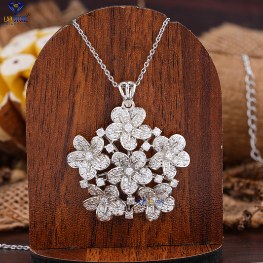 1.72 + Carat Round Brilliant Cut Snowflake Diamond Pendant, White Gold, Engagement Pendant, Wedding Pendant, E Color, VVS2-VS2 Clarity