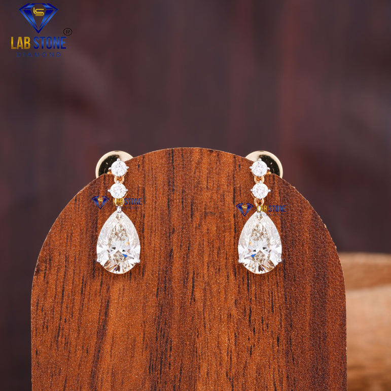 6.495 + Carat Pear And Round Cut Diamond Pendant & Earring, Engagement Pendant And Earring, Wedding Pendant And Earring, E Color, VVS2-VS2 Clarity