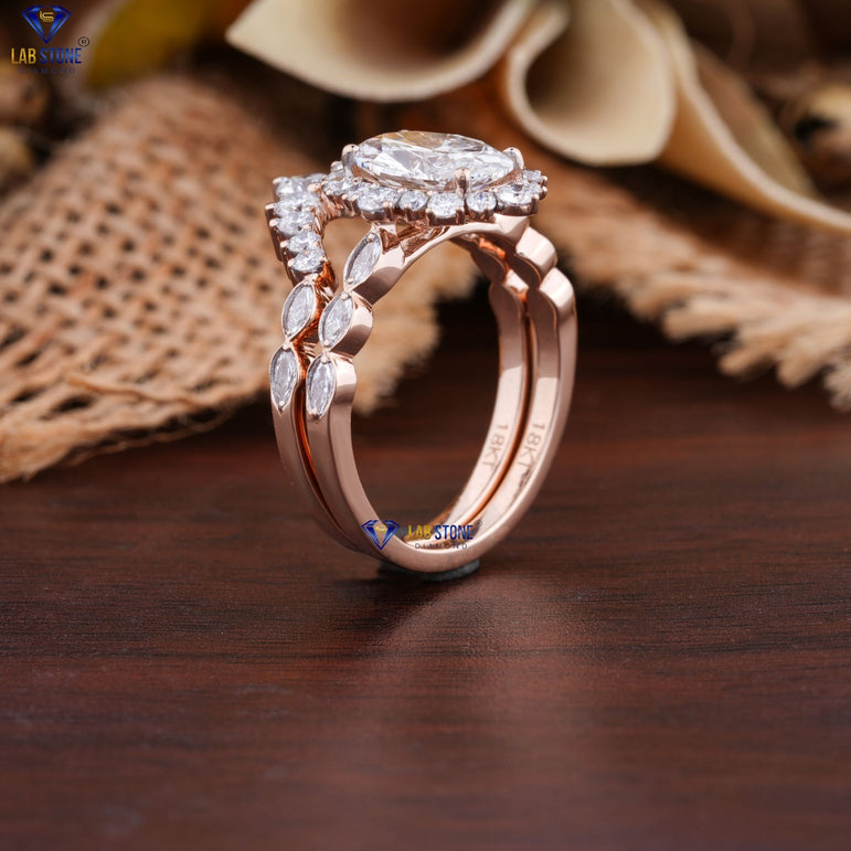 2.625 + Carat Oval,Marquise & Round Diamond Rose Gold ring , Engagement Ring, Wedding Ring, E Color, VVS2-VS2 Clarity