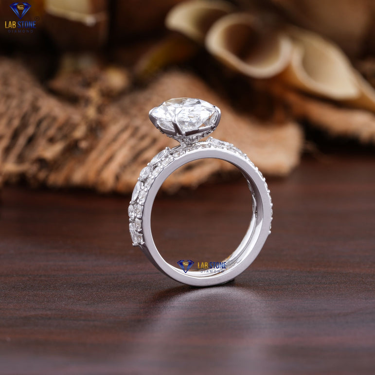 3.205 + Carat Oval,Marquise & Round Diamond White Gold ring , Engagement Ring, Wedding Ring, E Color, VVS2-VS2 Clarity