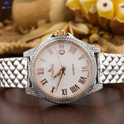 2.14 TDW Round Brilliant Cut | Diamond Watch | Moissanite Diamond | Luxury Watch